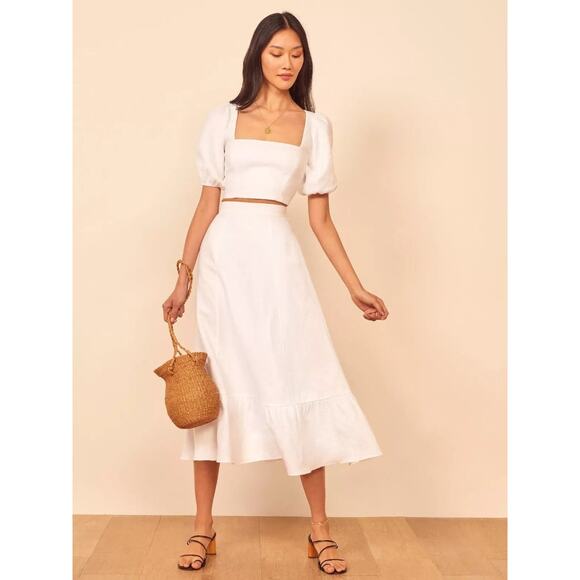 Reformation Yucca Linen Two Piece White - S - Picture 1 of 5